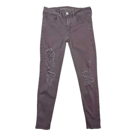 American Eagle Womens Jeans Jegging Distressed Stretch Mauve Purple Size 6R‎ - Picture 1 of 9